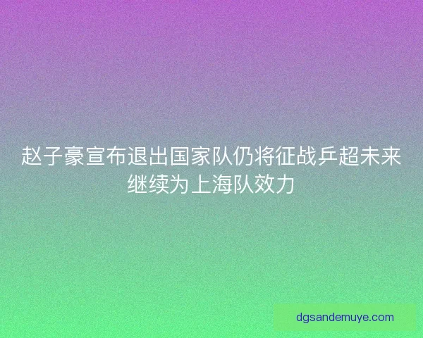 赵子豪宣布退出国家队仍将征战乒超未来继续为上海队效力