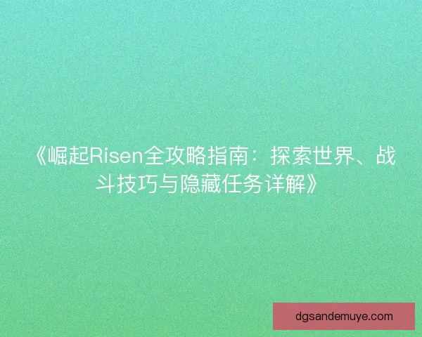 《崛起Risen全攻略指南：探索世界、战斗技巧与隐藏任务详解》